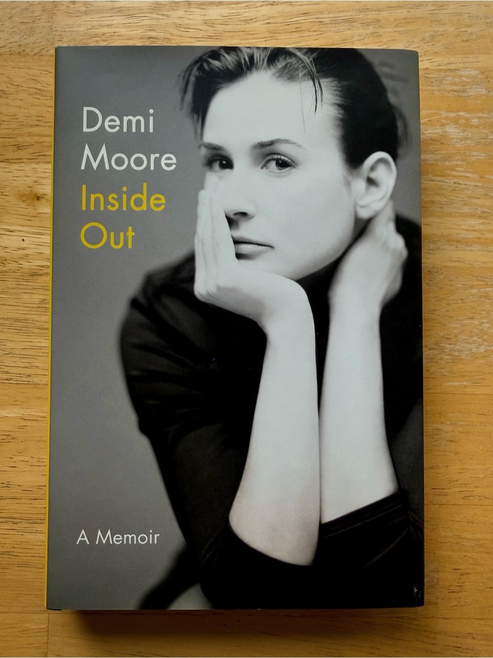Inside Out by Demi Moore — Black & Gray Memoir with Yellow Accent